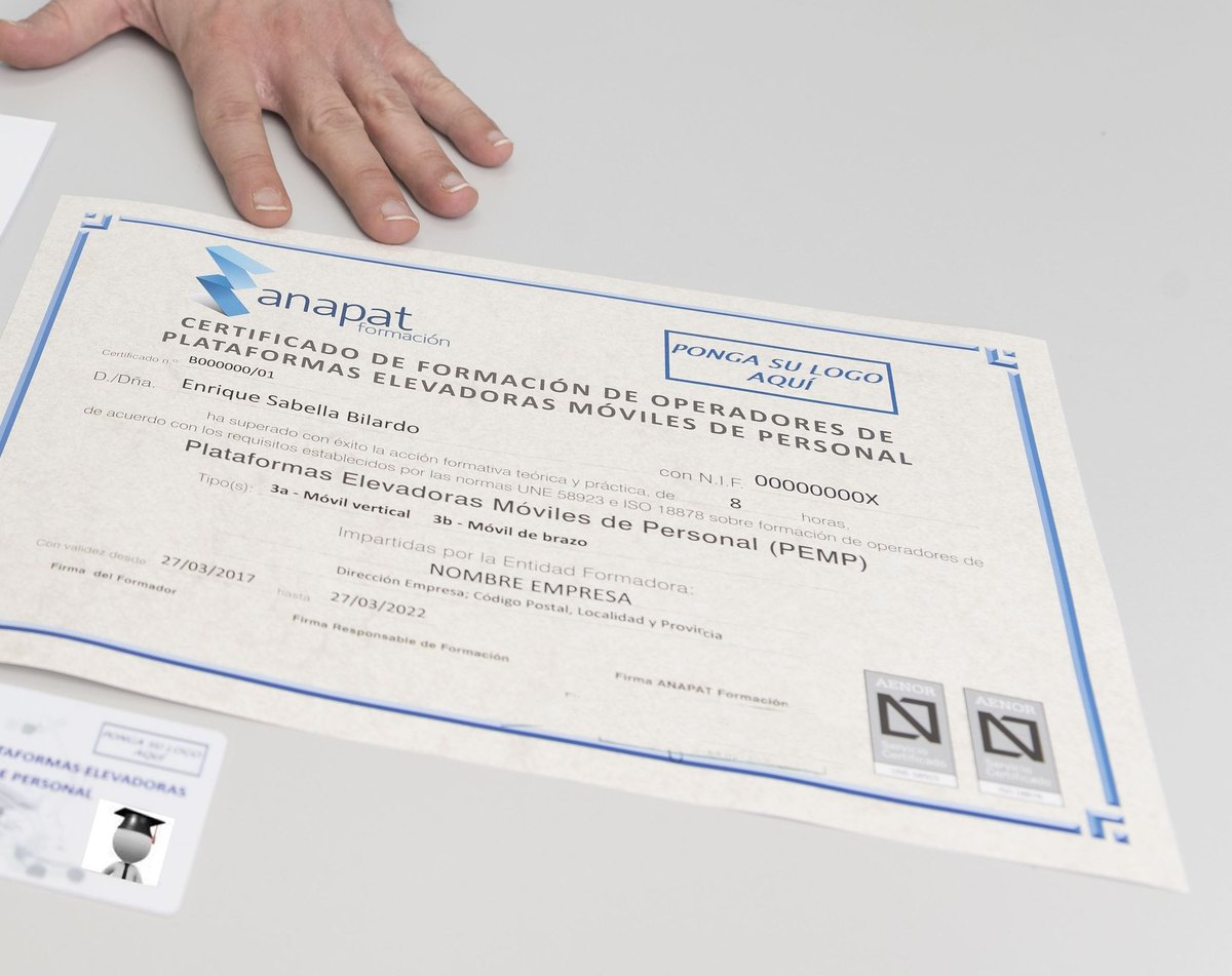 Certificado de formación y carné de operador de ANAPAT